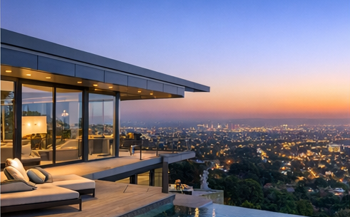 Trousdale Estates in Beverly Hills with hillside luxury homes and city views