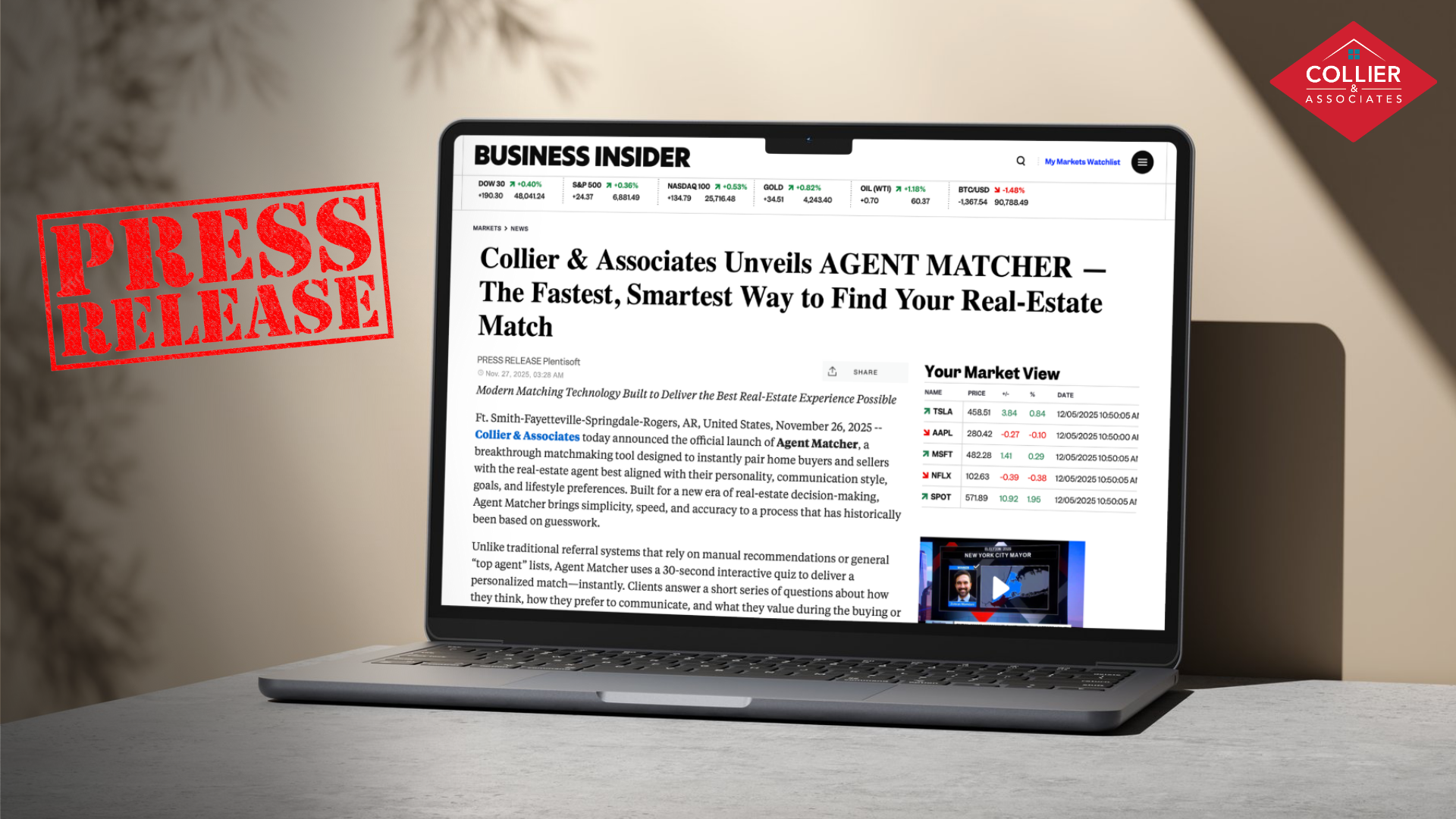 Collier & Associates Unveils AGENT MATCHER — The Fastest, Smartest Way to Find Your Real-Estate Match