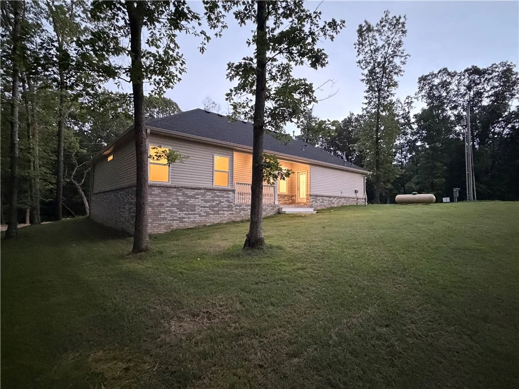 Rural property in the dark.