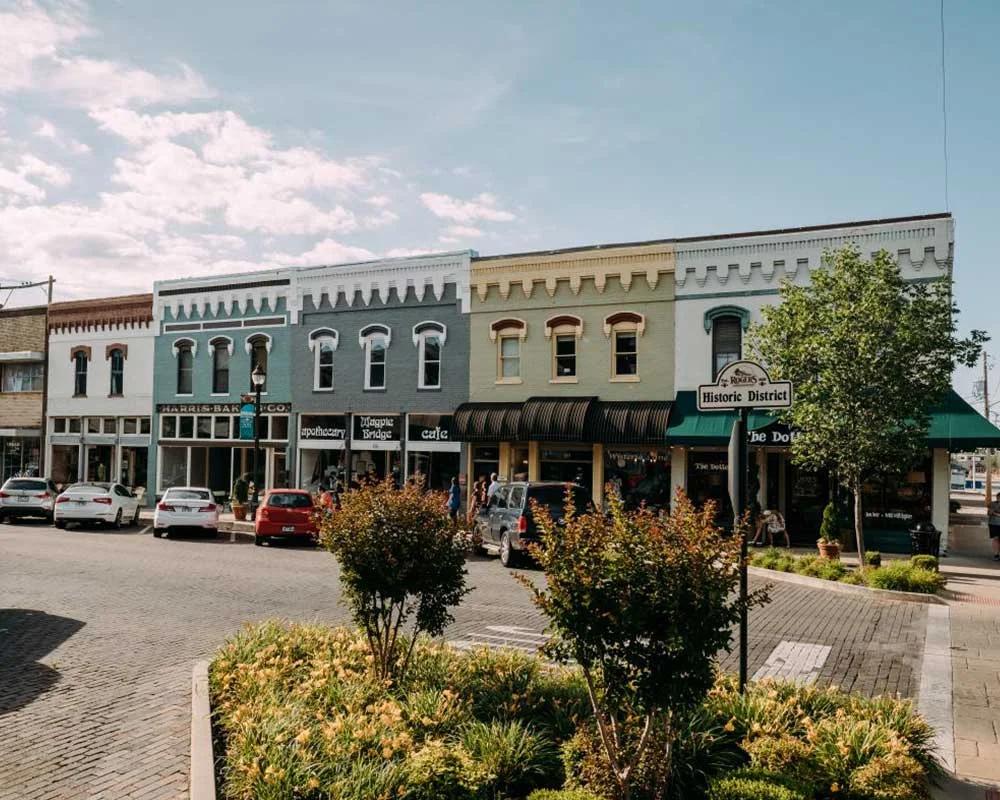 Downtown historic disctrict of Rogers. comercial properties.