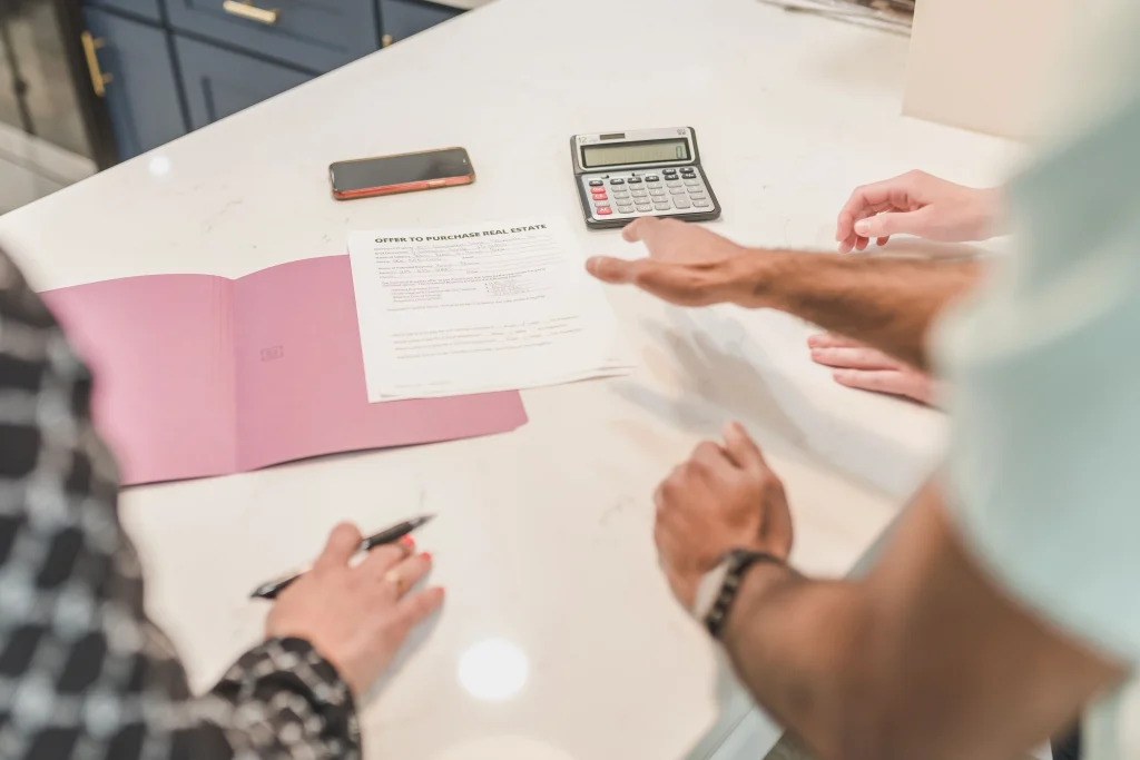 Papers and calculator out on table