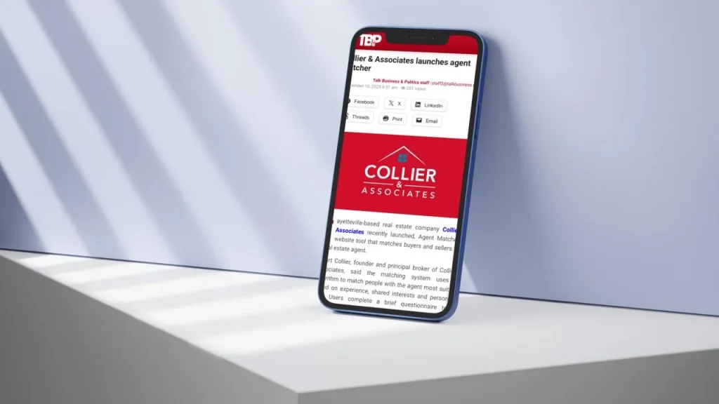 Iphone showing Collier & Associates Agent Matcher