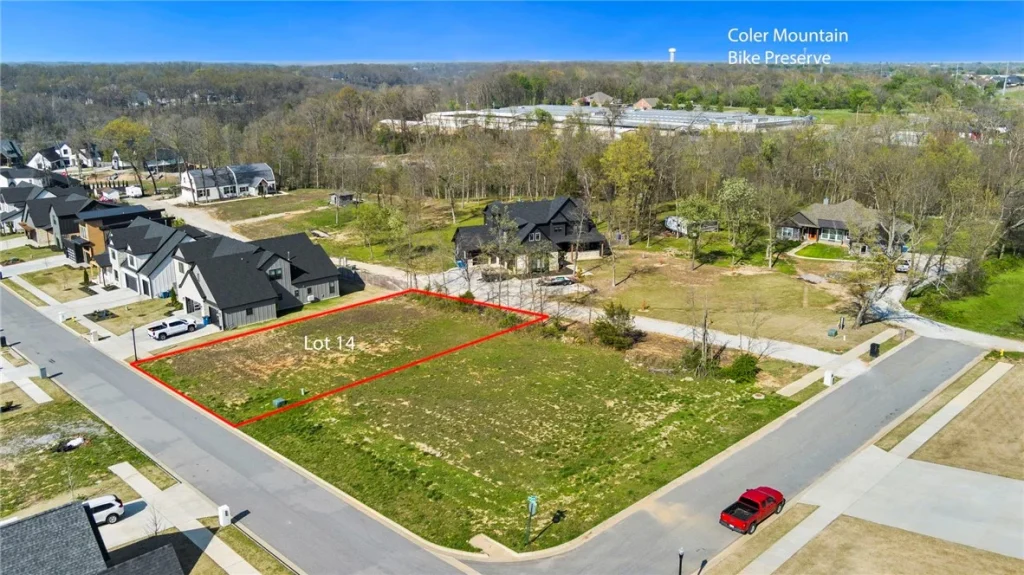 Ariel view of lot for sale in Northwest Arkansas