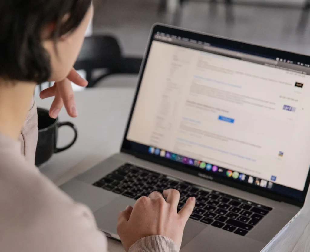 Lady searching on her computer