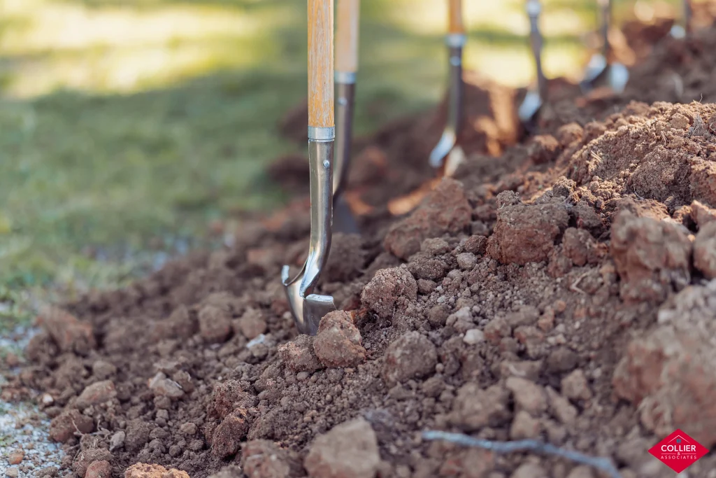 Shovels in a pile of dirt