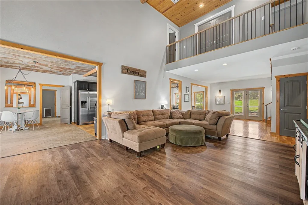 Rorgers Arkansas probate home interior, showing living room and loft
