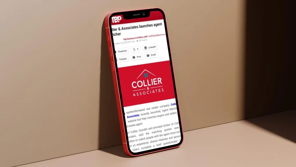 Iphone showing Collier and Associates Agent Matcher Software