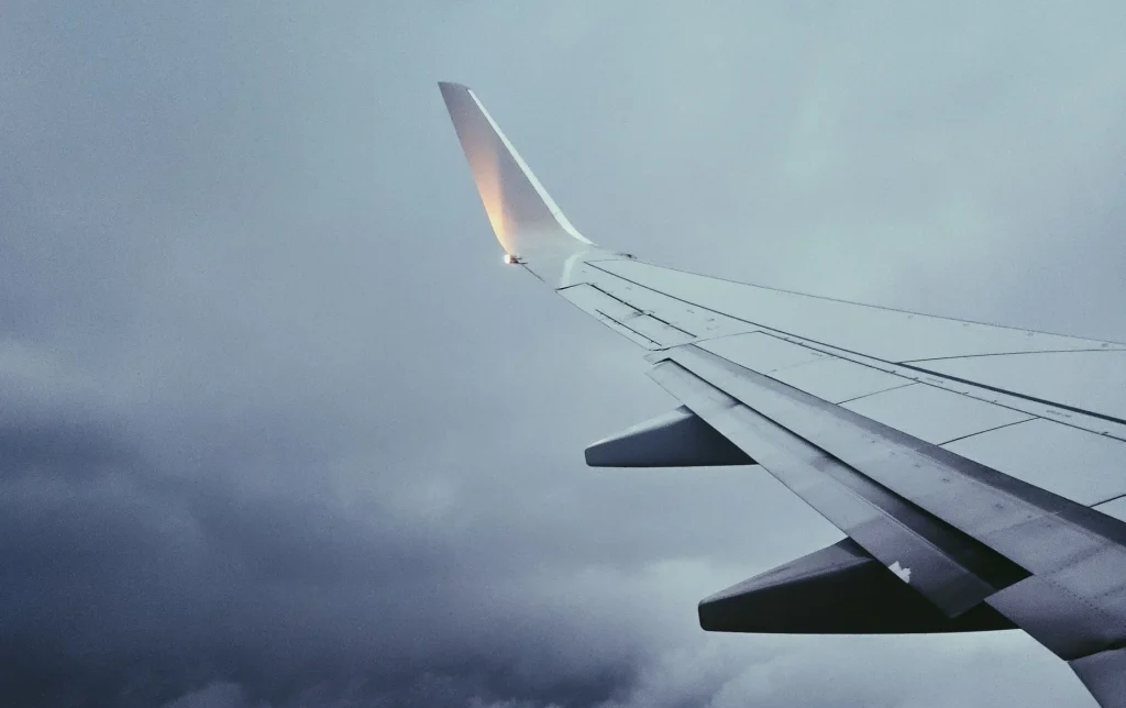 View of plane wing from inside