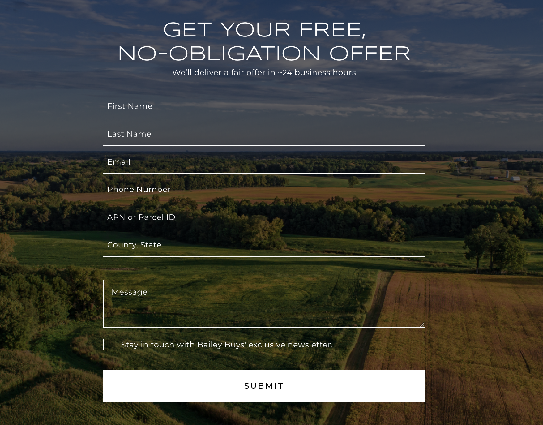 Free no-obligation offer form inviting users to sign up for more information or services.