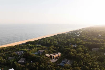 aerial modern new construction in Montauk NY