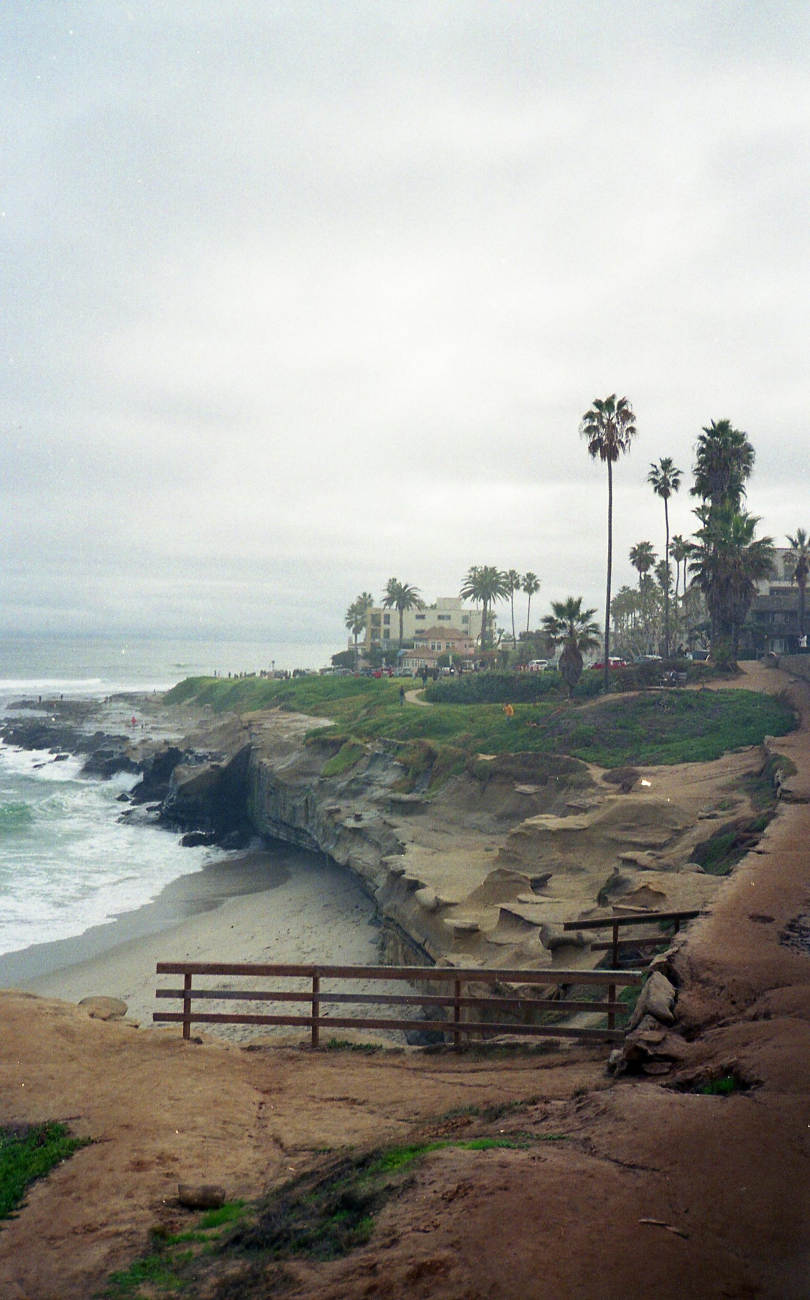 San Diego coastline under morning marine layer June Gloom overcast sky
