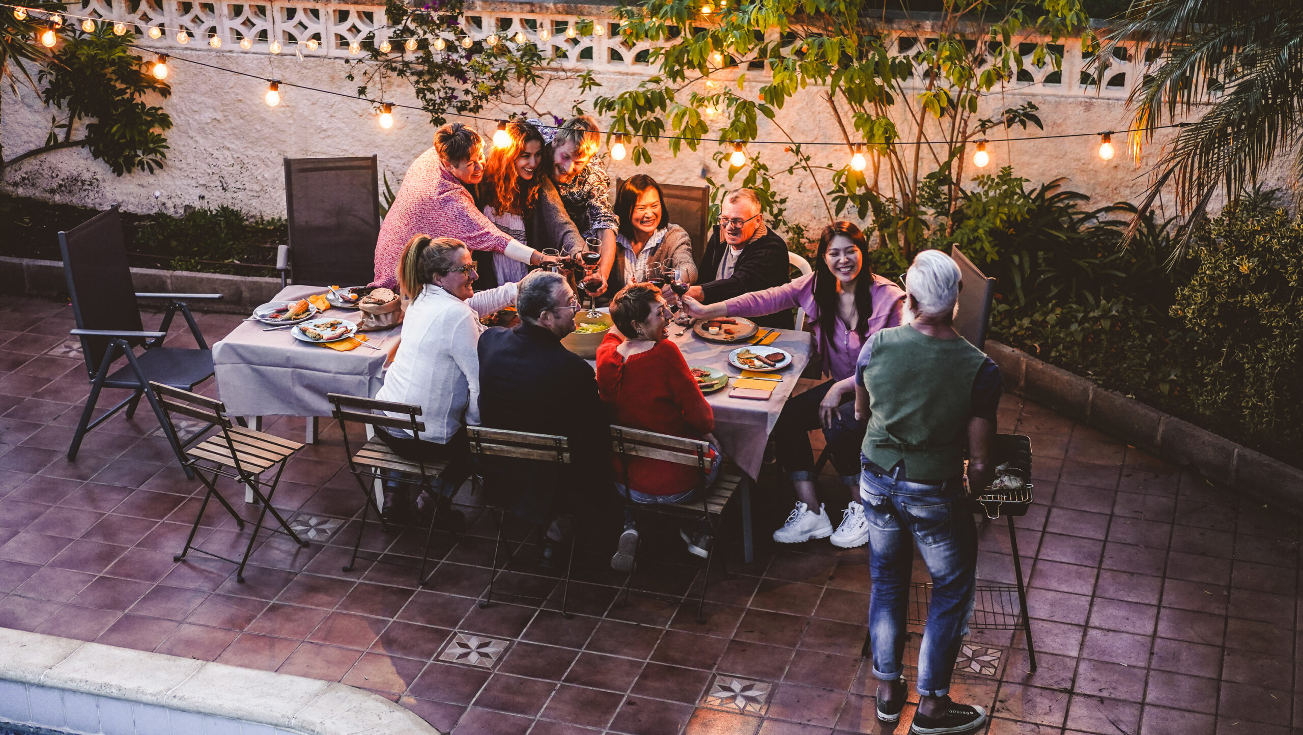 Happy family eating a