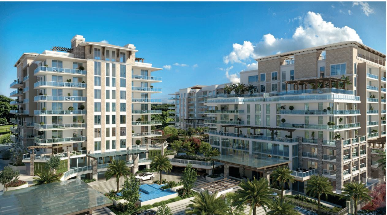 Exterior view of ALINA Residences in Boca Raton, featuring modern architecture, lush landscaping, and a central location near The Boca Raton and Mizner Park.