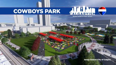 Cowboys Park in downtown Calgary - 3D rendering upon completion
