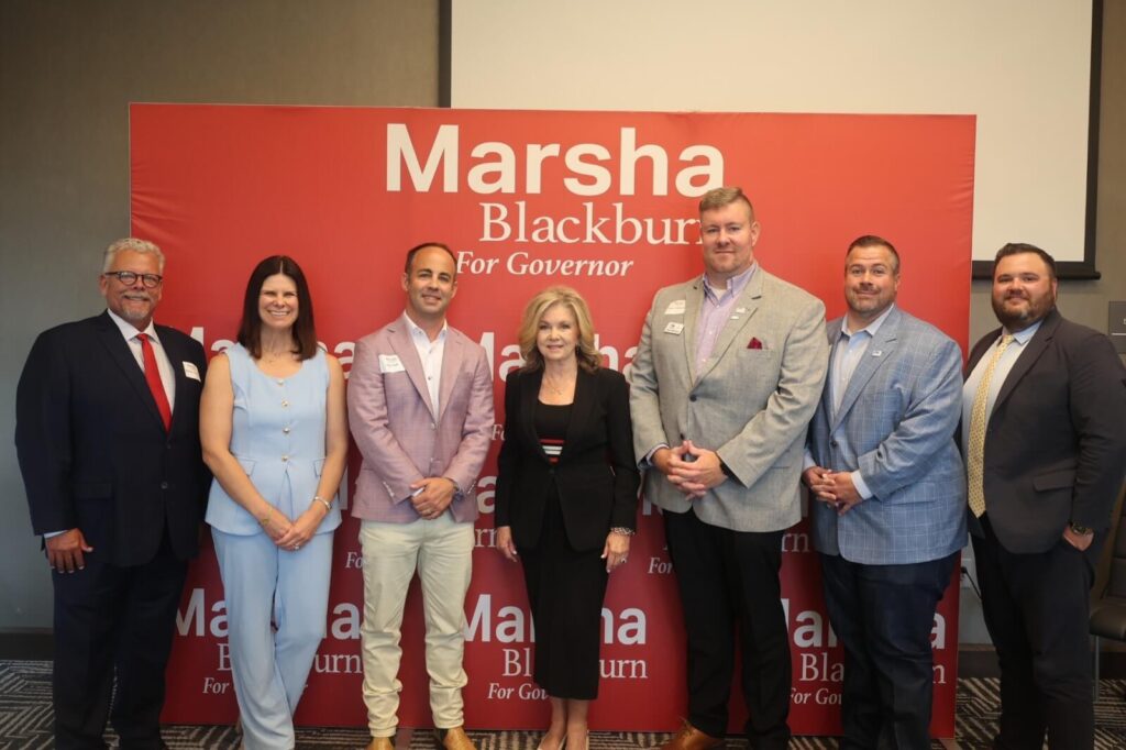 Phillip Traylor, Addison Russell, Jay Cash, Sen. Marsha Blackburn, Drew Williams, Daniel Pruitt, and Matt Russell