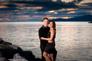 happy couple at sunset