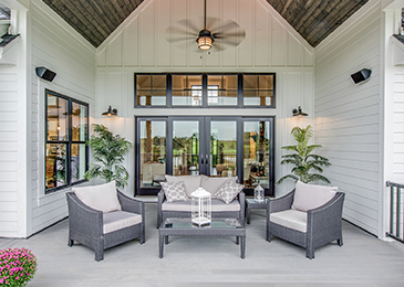 Covered patio seating area