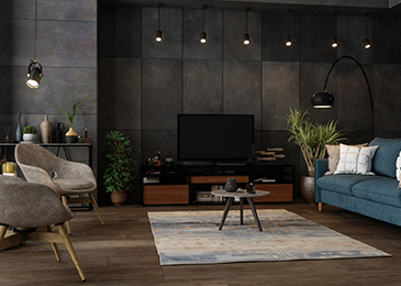 Dark contemporary lounge interior
