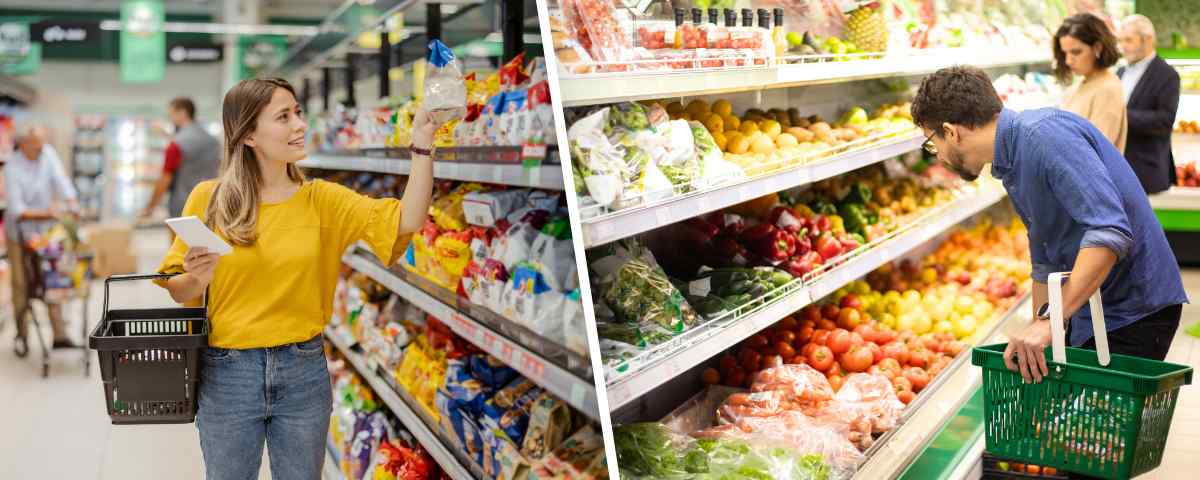 people shopping in grocery stores