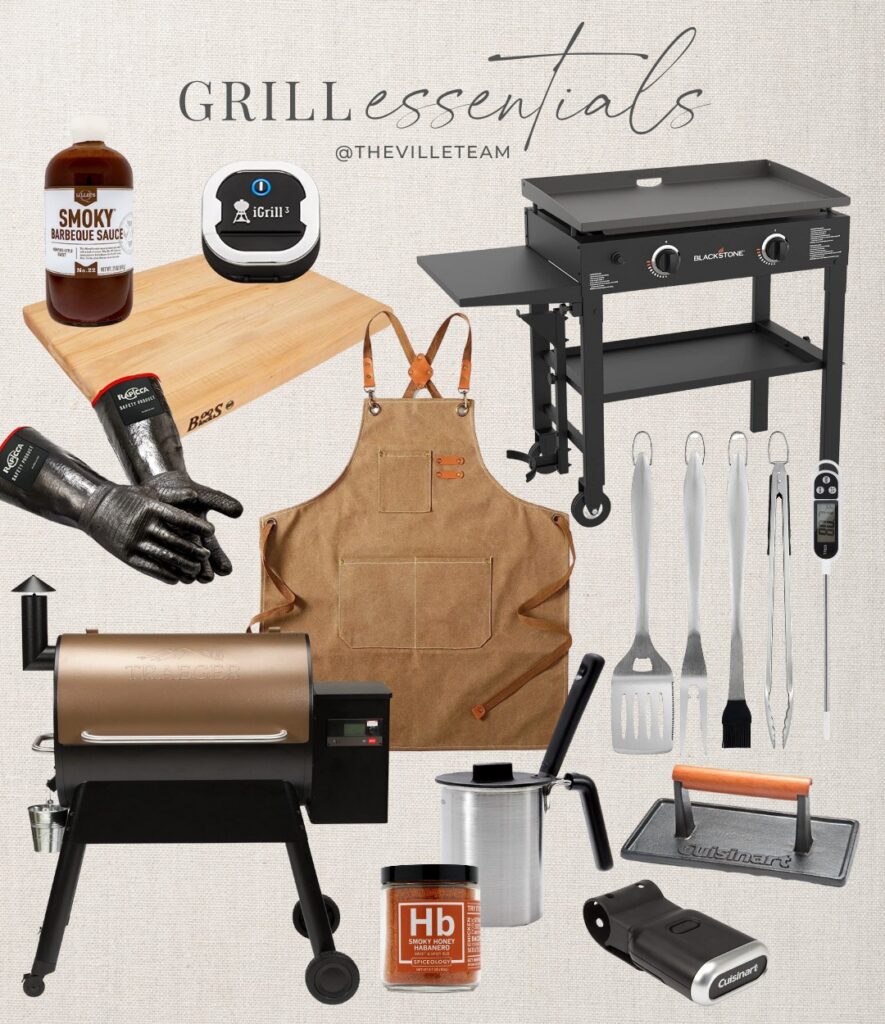 grill essentials | bbq sauce | grills | burger press | grill tools | wood cutting board