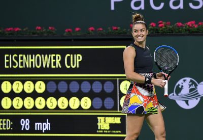 Tuesday, March 8, 2022 - Maria Sakkari plays in the Eisenhower Cup at the BNP Paribas Open at Indian Wells Tennis Garden in Indian Wells, California. (Kathryn Riley/BNP Paribas Open)
