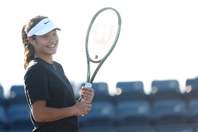 Emma Raducanu practices on Friday March 3, 2023 in Indian Wells, California. (Photo by Jared Wickerham/BNP Paribas Open)