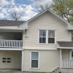 Covered porch and entry at fourplex in Liberty Missouri