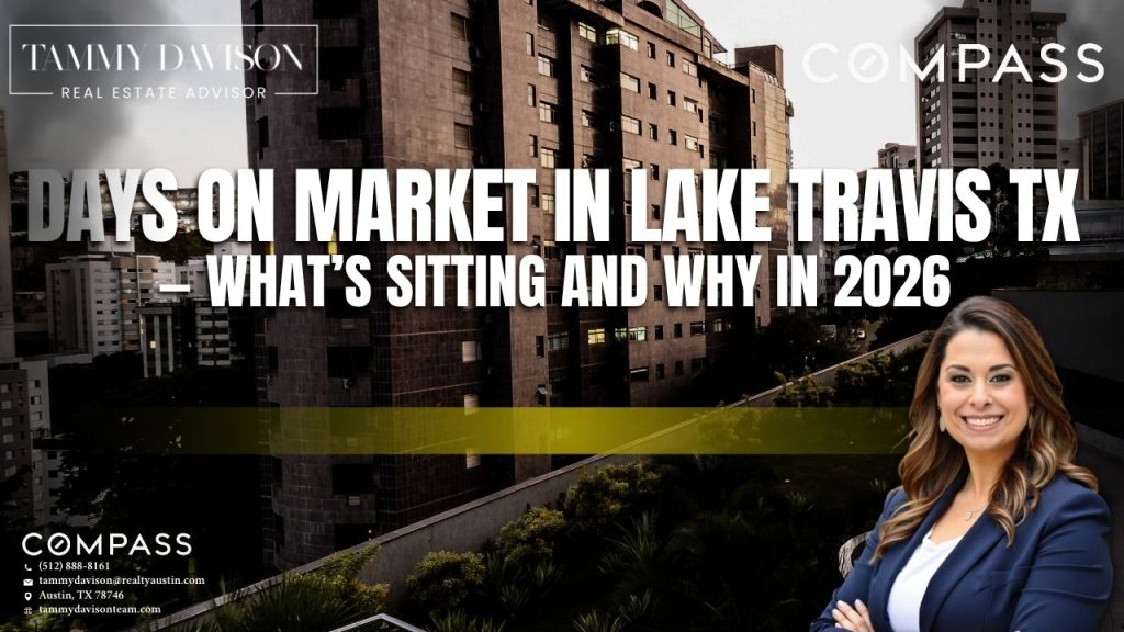 Lake Travis TX waterfront home with for sale sign — days on market comparison