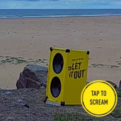 Yellow box on a beach