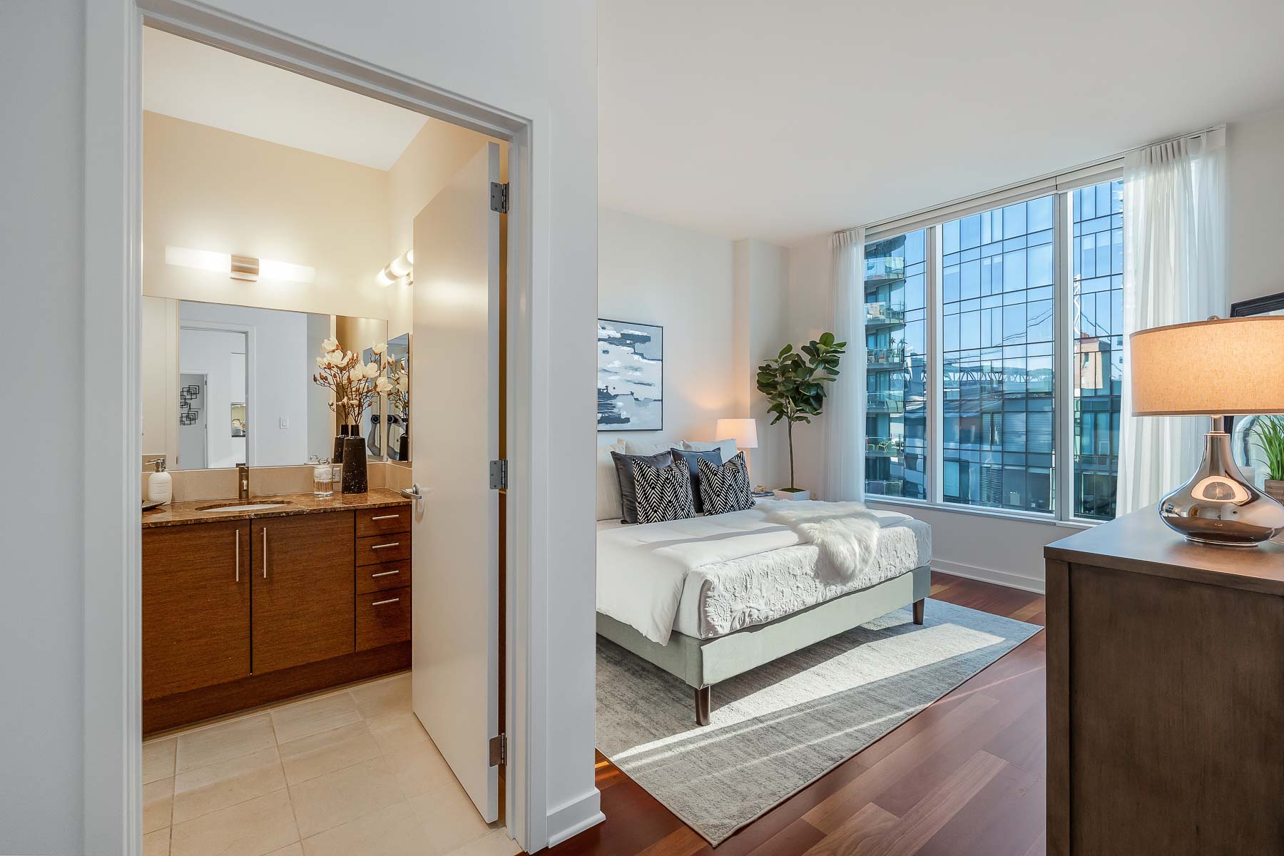 bedroom with powder room