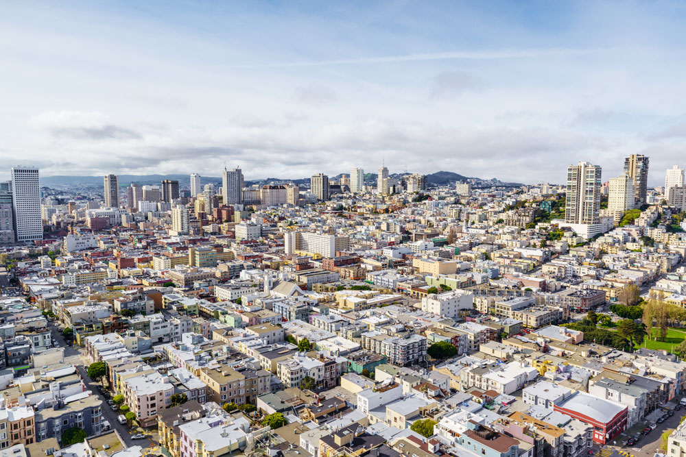 birds eye view of a city