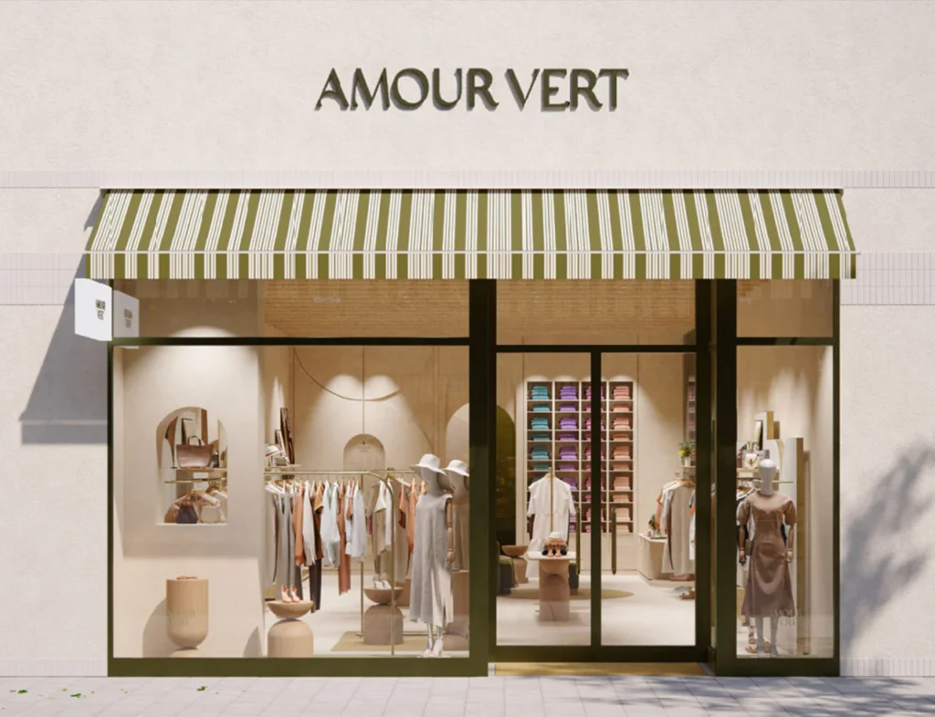 Digital Mock-Up of Exterior Storefront that is Amour Vert