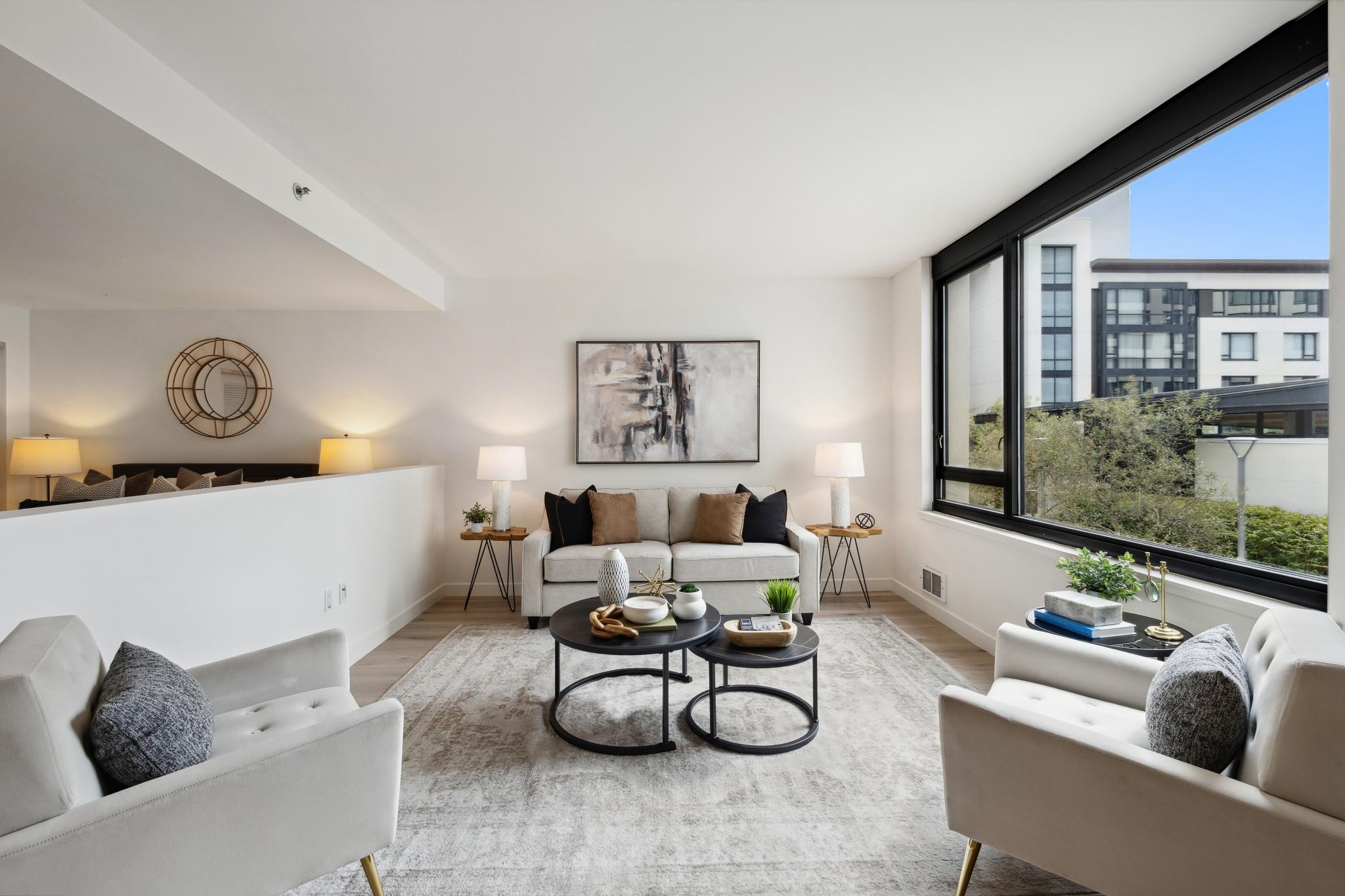living room of Hayes Valley condo sold by Robyn Kaufman and SFHIGHRISES top agents