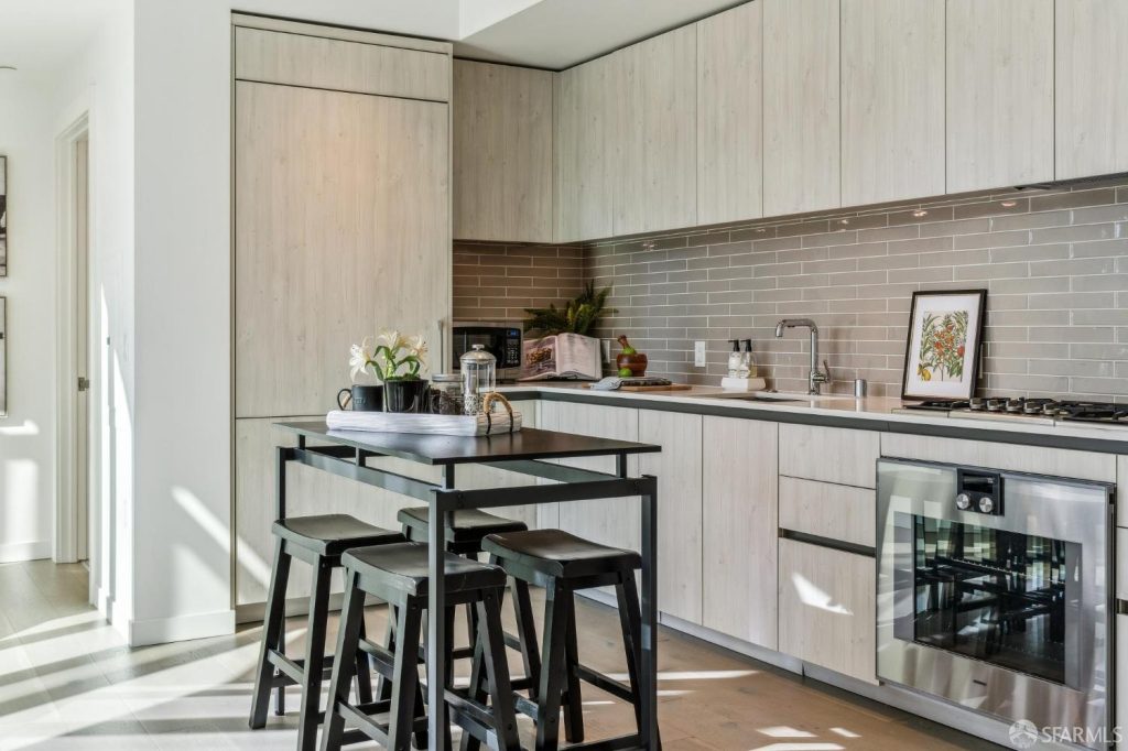 Luxury chic kitchen of a highrise condo in One Mission Bay development sold by top real estate agent Robyn Kaufman