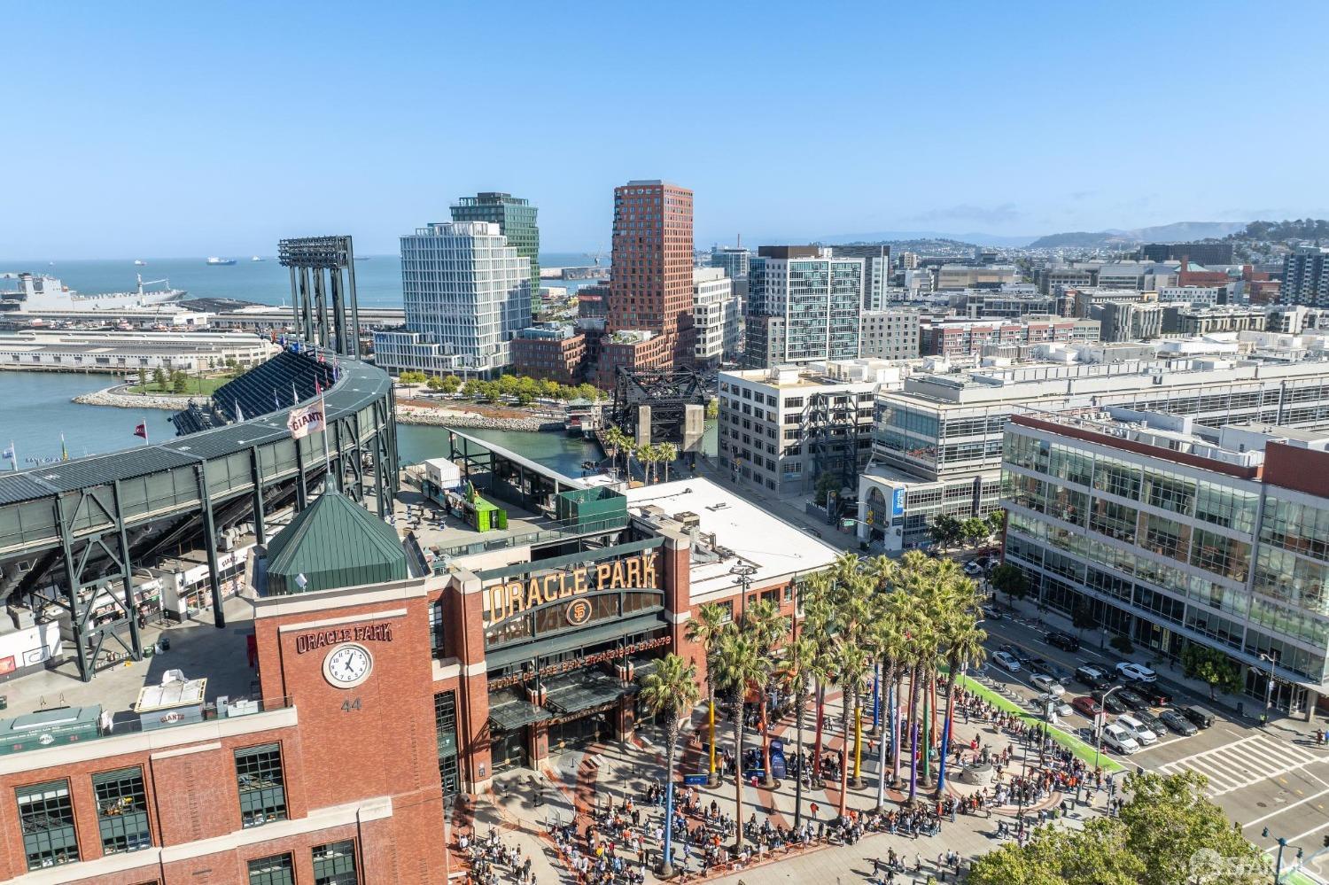 View of Oracle Park from a Mission Bay condo sold by top realtor Robyn Kaufman SFHIGHRISES