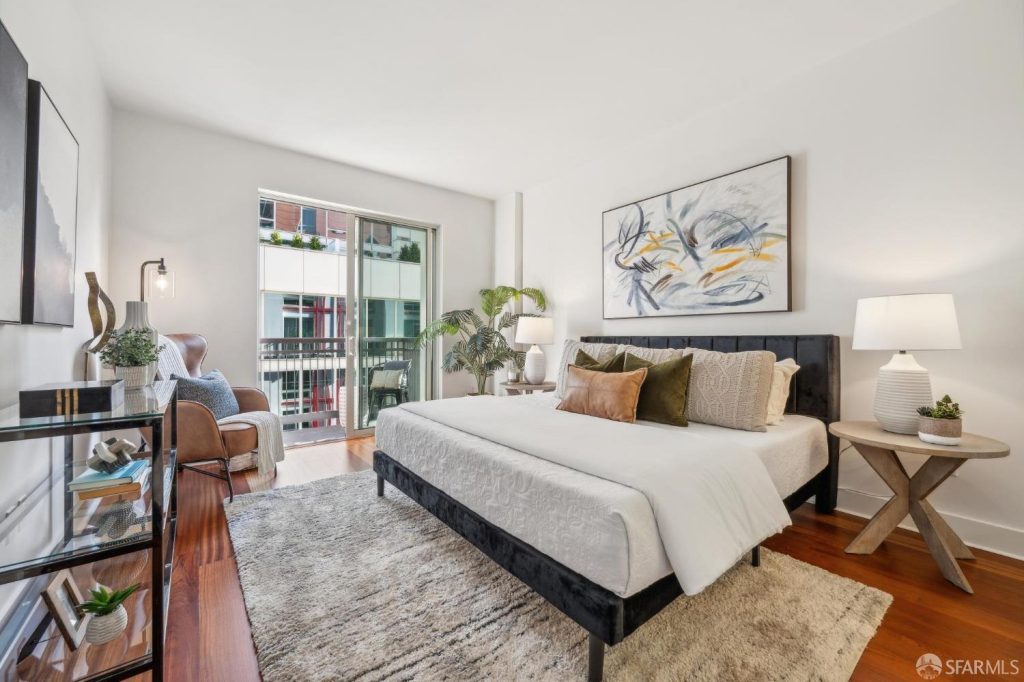 Staged bedroom of selling a south beach condo listing