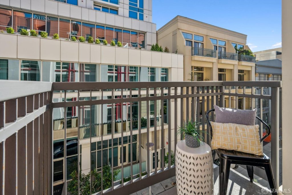 Balcony views at The Lansing condo unit for sale at 50 Lansing St #403 by best SF condo agent Robyn Kaufman