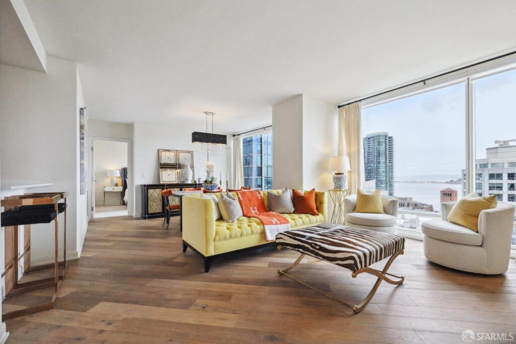 Living room of luxury highrise condo sold by top San Francisco real estate agent Robyn Kaufman