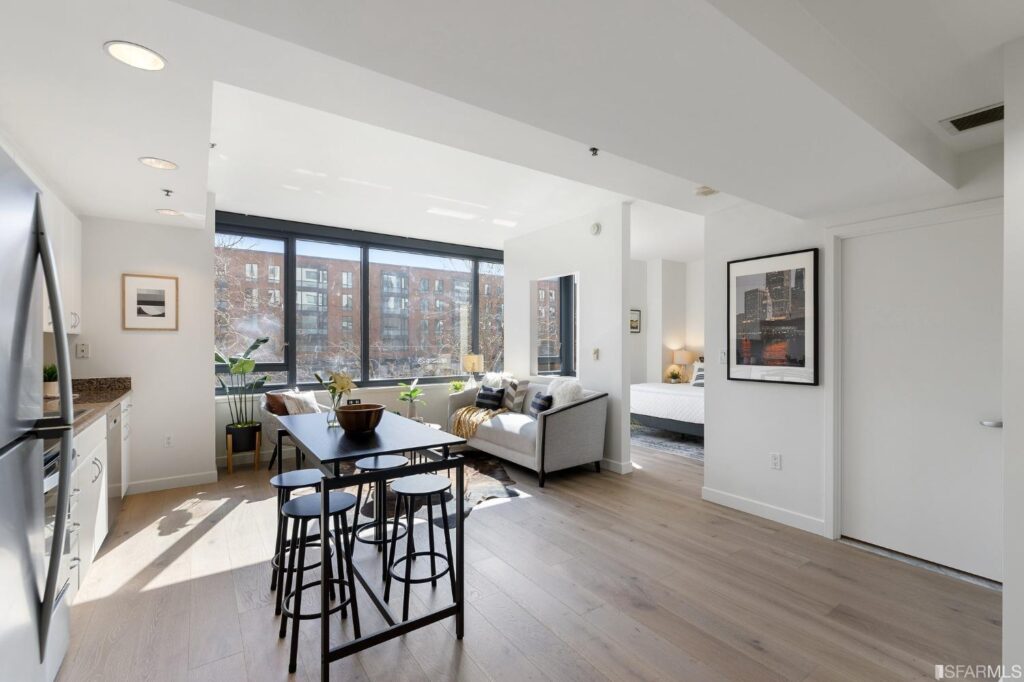 Interior living area of a Hayes Valley, San Francisco condo real estate listing