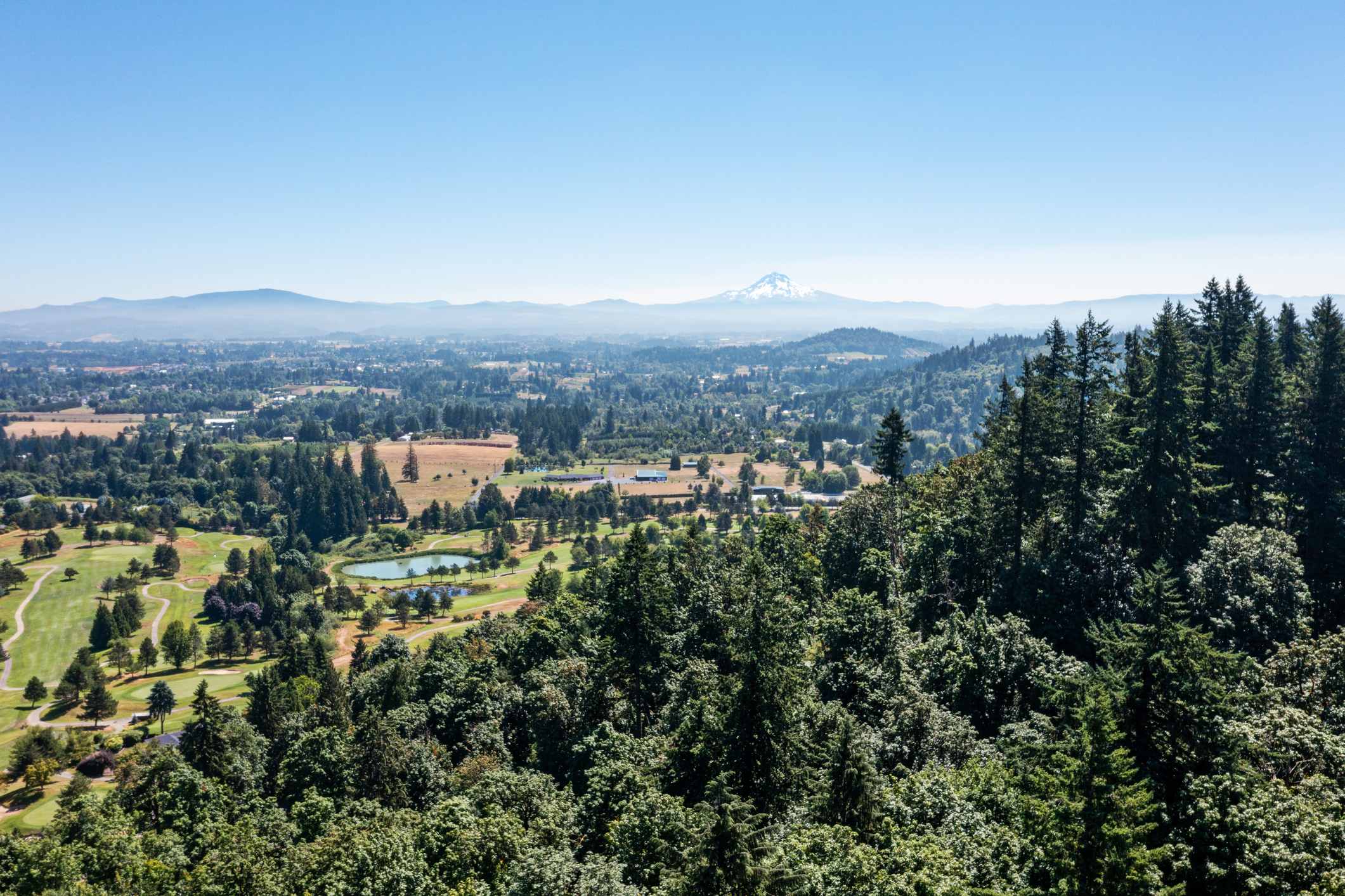 Aerial view of Mt Hood from Gresham, Oregon