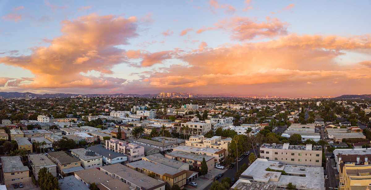 Sunset Aerial View of Mar Vista Neighborhood