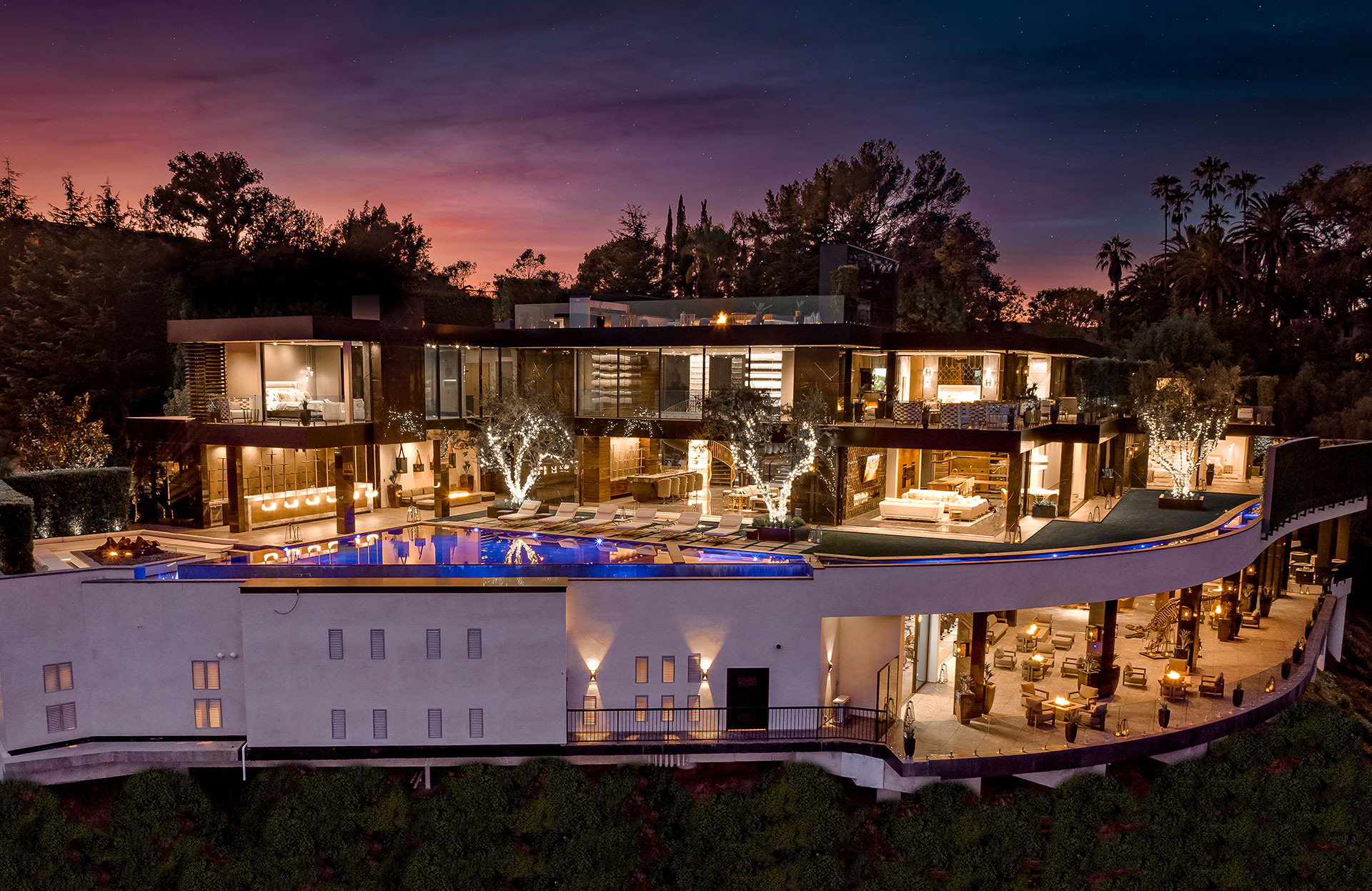 Quiet residential street in Bel Air Los Angeles