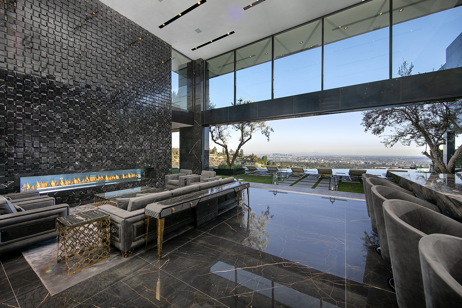 Modern glass Bel Air home with city views