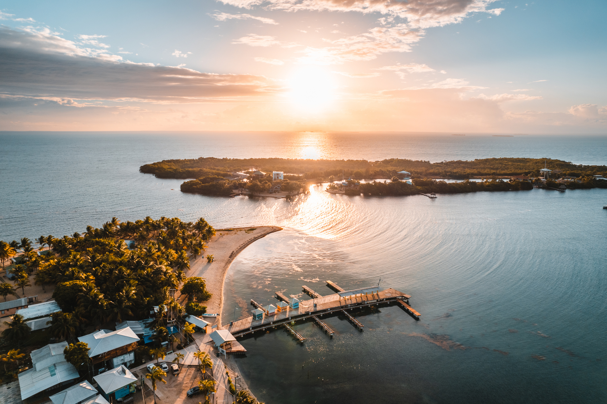 Aerial photos of the southern tip of Placencia peninsula, Stann Creek District, Belize
