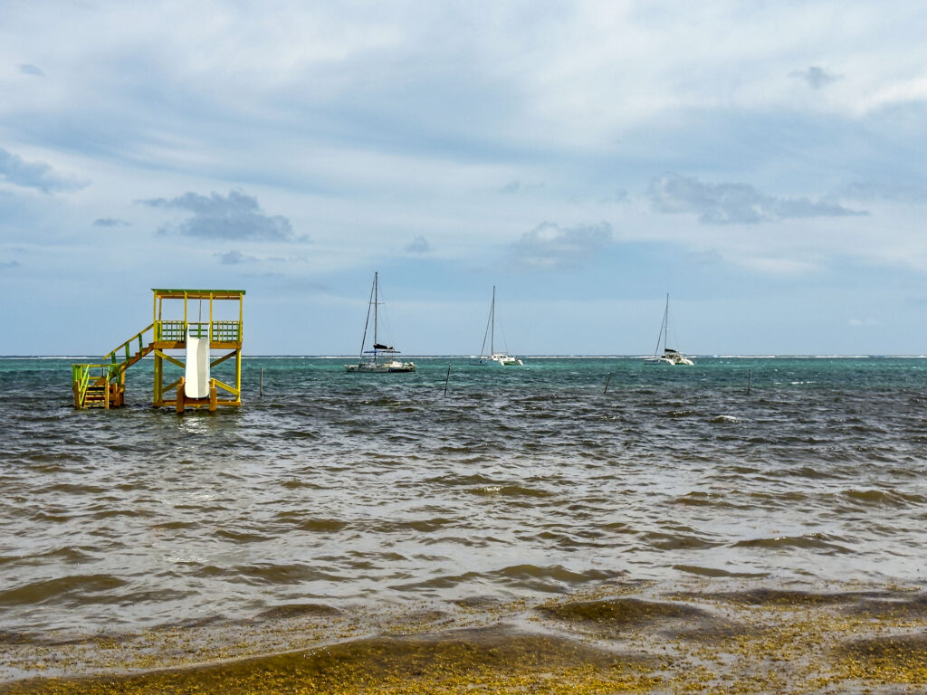 Slow season in San Pedro - boats anchored in harbor