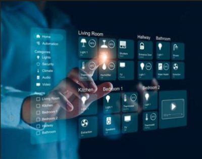 Smart home technology with integrated lighting and climate control systems in a luxury home