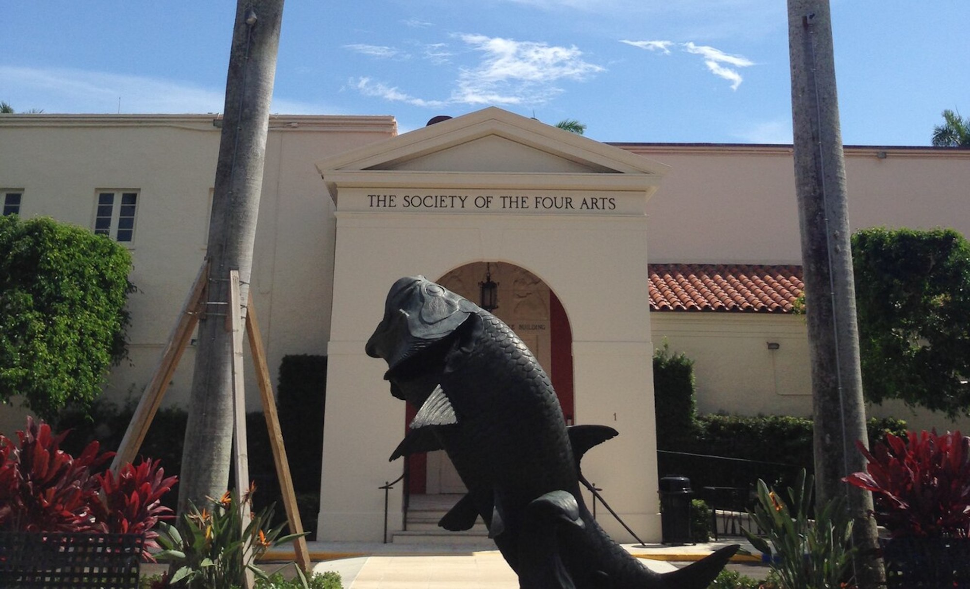 Fish sculpture outside the Society of the Four Arts in Palm Beach, Florida.