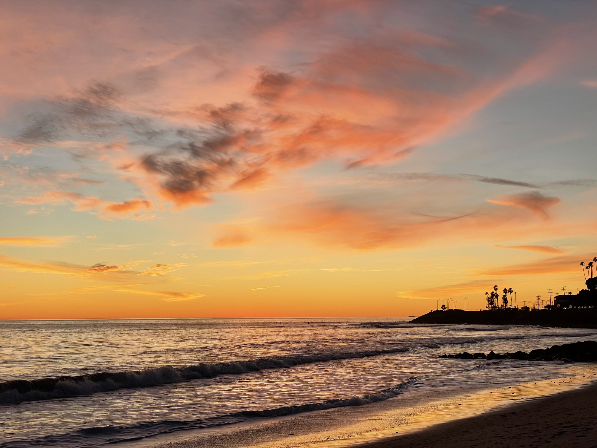 Beautiful colorful sunset in the Pacific Palisades in California.