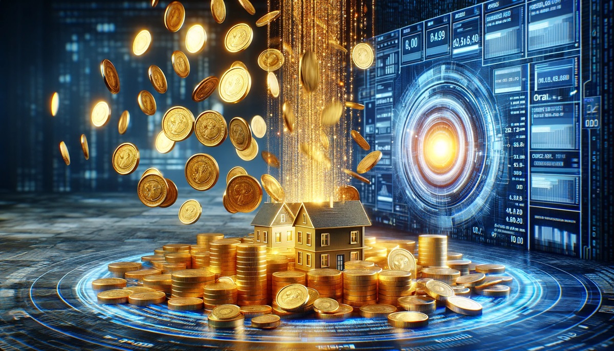 Rendering depicting housing, money, and tech.
