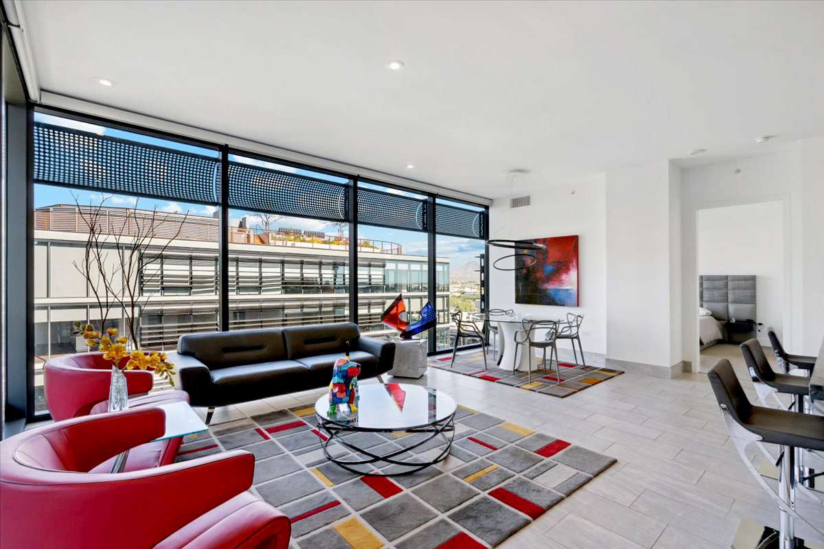 Living room of a luxury condo.